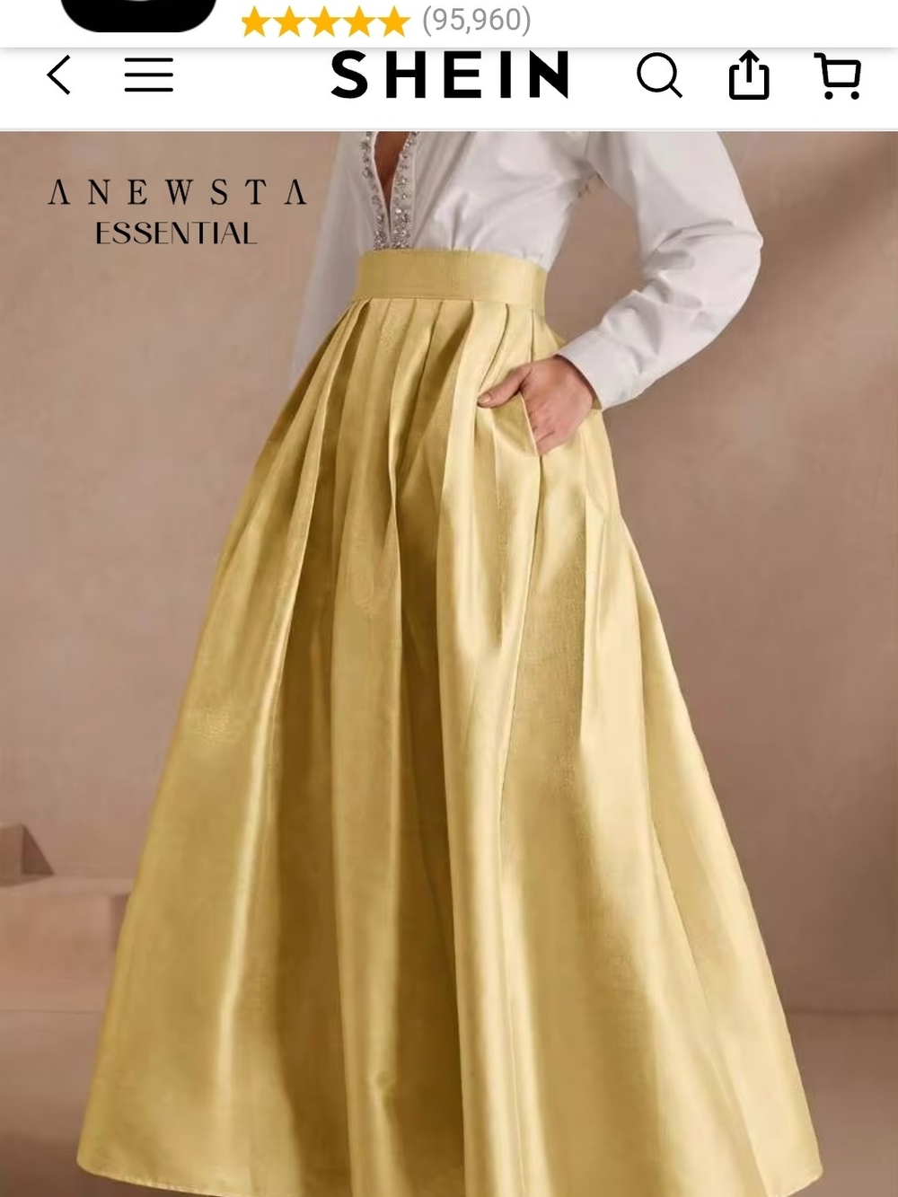 ANewSta Essential Women's Pleated Maxi Skirt in Light Yellow